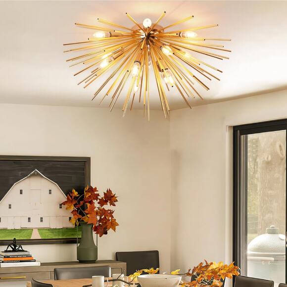 Gold Sputnik 12-Light Firework Ceiling Light Fixture - Picture 3 of 10